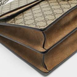 Pre Owned Gucci Beige GG Supreme Canvas and Suede Medium Dionysus Shoulder Bag