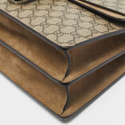 Pre Owned Gucci Beige GG Supreme Canvas and Suede Medium Dionysus Shoulder Bag