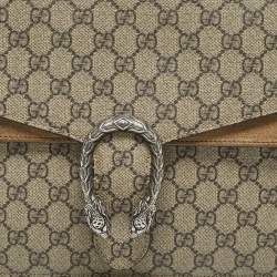 Pre Owned Gucci Beige GG Supreme Canvas and Suede Medium Dionysus Shoulder Bag