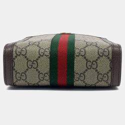 Pre Owned Gucci Beige Canvas Ophidia Mini Crossbody Bag