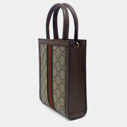 Pre Owned Gucci Beige Canvas Ophidia Mini Crossbody Bag