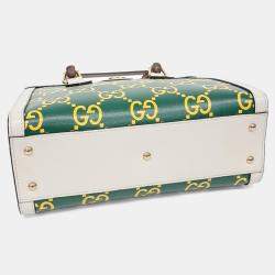 Pre Owned Gucci Green Leather Diana Bamboo Tote Bag Small
