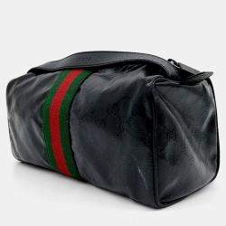 Pre Owned Gucci Black Fabric GG Crystal Web Cosmetic Case