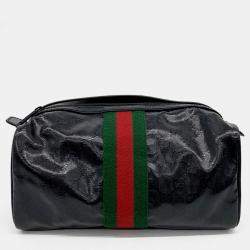 مملوكة مسبقًا Gucci Black Fabric GG Crystal Web Cosmetic Case