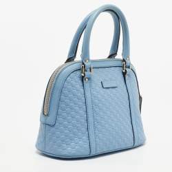 Pre Owned Gucci Light Blue Microguccissima Leather Mini Nice Dome Bag