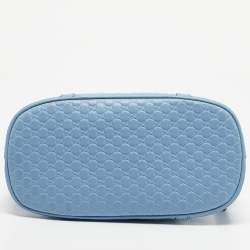 Pre Owned Gucci Light Blue Microguccissima Leather Mini Nice Dome Bag