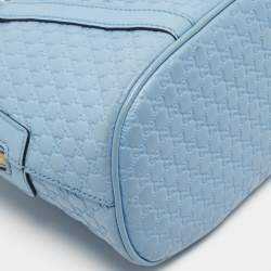 Pre Owned Gucci Light Blue Microguccissima Leather Mini Nice Dome Bag