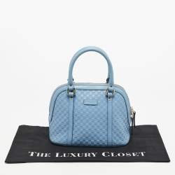 Pre Owned Gucci Light Blue Microguccissima Leather Mini Nice Dome Bag