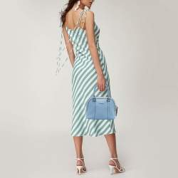 Pre Owned Gucci Light Blue Microguccissima Leather Mini Nice Dome Bag