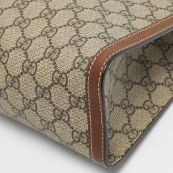 مملوكة مسبقًا حقيبة قفل صغيرة قماش جى جى سوبرم بني/بيج قوتشي