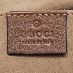 مملوكة مسبقًا حقيبة قفل صغيرة قماش جى جى سوبرم بني/بيج قوتشي