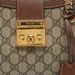 مملوكة مسبقًا حقيبة قفل صغيرة قماش جى جى سوبرم بني/بيج قوتشي