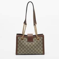 مملوكة مسبقًا حقيبة قفل صغيرة قماش جى جى سوبرم بني/بيج قوتشي