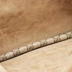 Pre Owned Gucci Beige GG Supreme Canvas and Suede Medium Crystals Embellished Dionysus Shoulder Bag