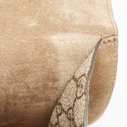 Pre Owned Gucci Beige GG Supreme Canvas and Suede Medium Crystals Embellished Dionysus Shoulder Bag