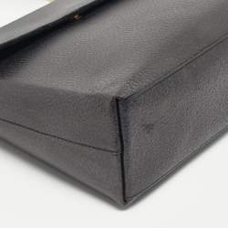 Pre Owned Gucci Black Leather Bamboo Top Handle Bag