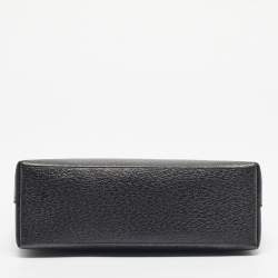 Pre Owned Gucci Black Leather Bamboo Top Handle Bag