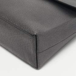 Pre Owned Gucci Black Leather Bamboo Top Handle Bag