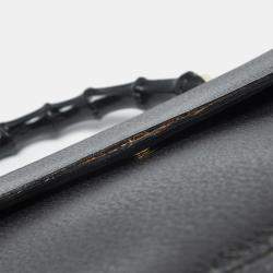 Pre Owned حقيبة غوتشي يد علوية بامبو جلد أسود