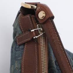 Pre Owned Gucci Blue/Brown GG Denim and Leather Abby Shoulder Bag