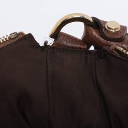 Pre Owned Gucci Blue/Brown GG Denim and Leather Abby Shoulder Bag