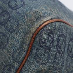 Pre Owned Gucci Blue/Brown GG Denim and Leather Abby Shoulder Bag