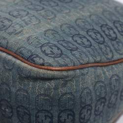 Pre Owned Gucci Blue/Brown GG Denim and Leather Abby Shoulder Bag