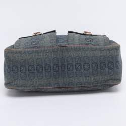 Pre Owned Gucci Blue/Brown GG Denim and Leather Abby Shoulder Bag