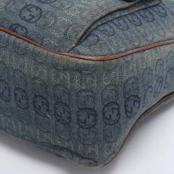 Pre Owned Gucci Blue/Brown GG Denim and Leather Abby Shoulder Bag