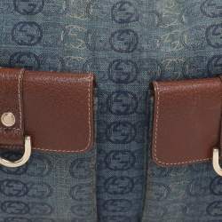 Pre Owned Gucci Blue/Brown GG Denim and Leather Abby Shoulder Bag