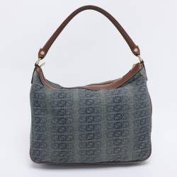 Pre Owned Gucci Blue/Brown GG Denim and Leather Abby Shoulder Bag