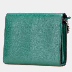 Pre Owned Gucci Green Mini Leather Dionysus Wallet on Chain