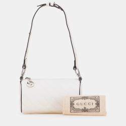 Pre Owned Gucci White Mini Leather Blondie Barrel Shoulder Bag