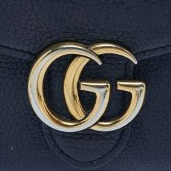 Pre Owned Gucci Black Leather GG Marmont Wallet on Chain