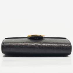 Pre Owned Gucci Black Leather GG Marmont Wallet on Chain