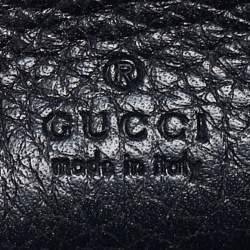 Pre Owned Gucci Black Leather GG Marmont Wallet on Chain