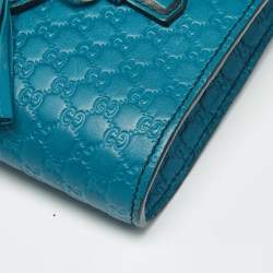 Pre Owned Gucci Teal Green Microguccissima Leather Mini Emily Chain Shoulder Bag