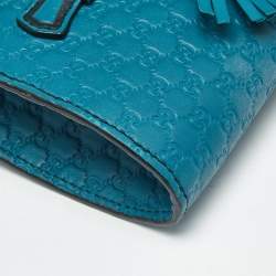Pre Owned Gucci Teal Green Microguccissima Leather Mini Emily Chain Shoulder Bag
