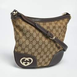 مملوكة مسبقًا Gucci Beige/Brown GG Canvas and Leather Lovely Heart Crossbody Bag