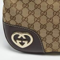 مملوكة مسبقًا Gucci Beige/Brown GG Canvas and Leather Lovely Heart Crossbody Bag