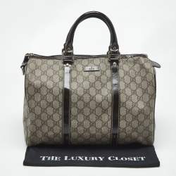 Pre Owned حقيبة غوتشي "جوي بو سطن" متوسطة جلد و كانفاس جي جي داكنة بنية