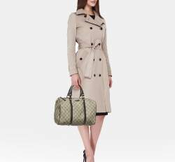 Pre Owned حقيبة غوتشي "جوي بوسطن" متوسطة جلد و كانفاس جي جي داكنة بنية