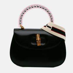 Pre Owned Gucci Classic Top Handle Medium Limited Edition Calfskin Acrylic Bag