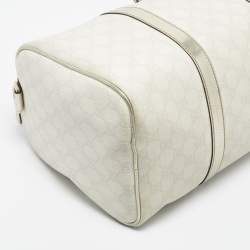 Pre Owned Gucci Gold/Off White GG Supreme Canvas Medium Joy Boston Bag