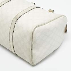 Pre Owned Gucci Gold/Off White GG Supreme Canvas Medium Joy Boston Bag