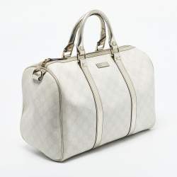 Pre Owned Gucci Gold/Off White GG Supreme Canvas Medium Joy Boston Bag