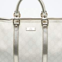 Pre Owned Gucci Gold/Off White GG Supreme Canvas Medium Joy Boston Bag