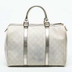 Pre Owned Gucci Gold/Off White GG Supreme Canvas Medium Joy Boston Bag