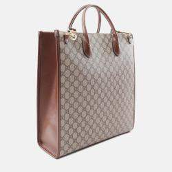 Pre Owned Gucci Brown Medium GG Supreme Interlocking G Tote