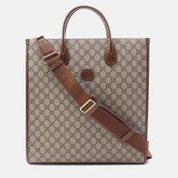 Pre Owned Gucci Brown Medium GG Supreme Interlocking G Tote